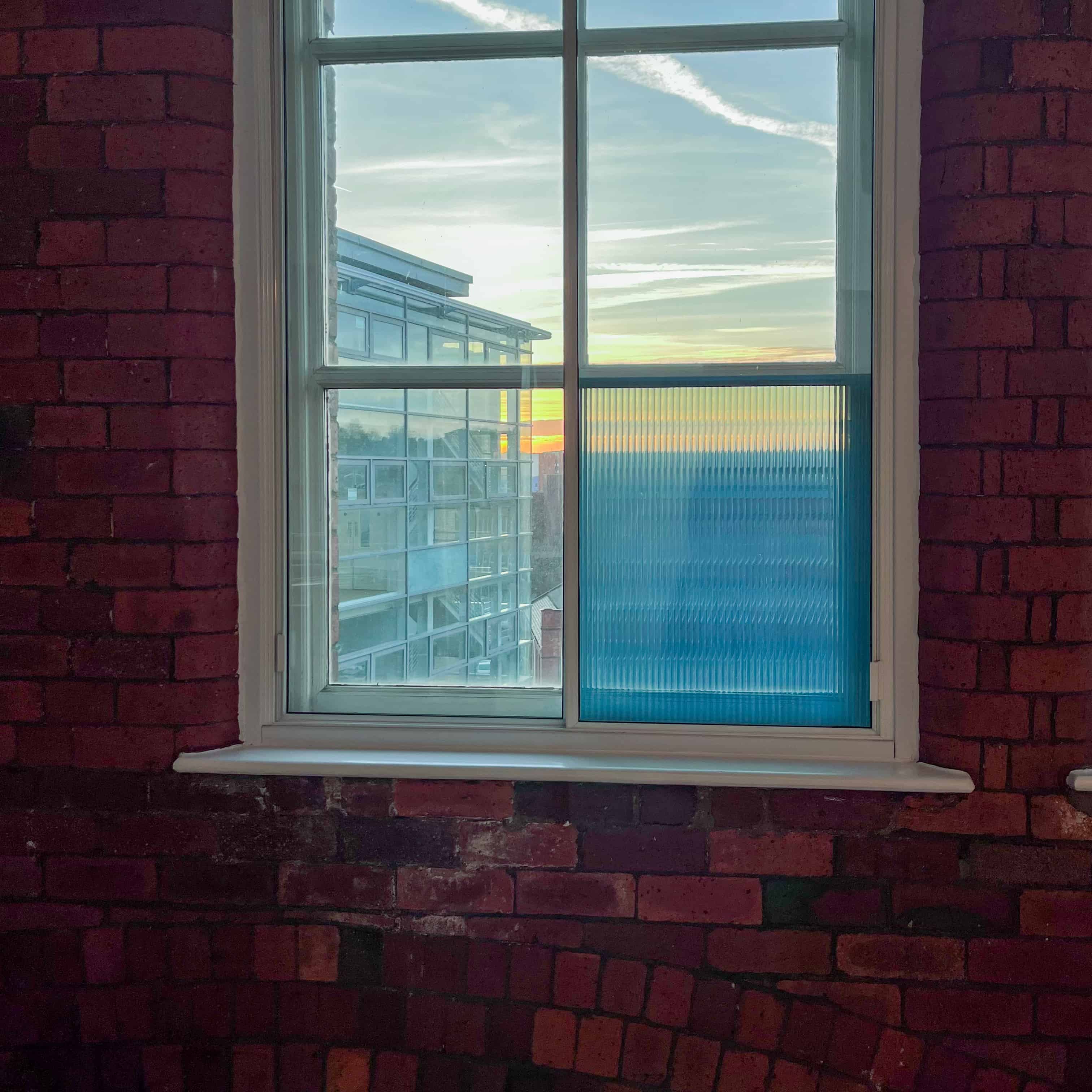 Olive Green Reeded Glass Window Film Surface Designs