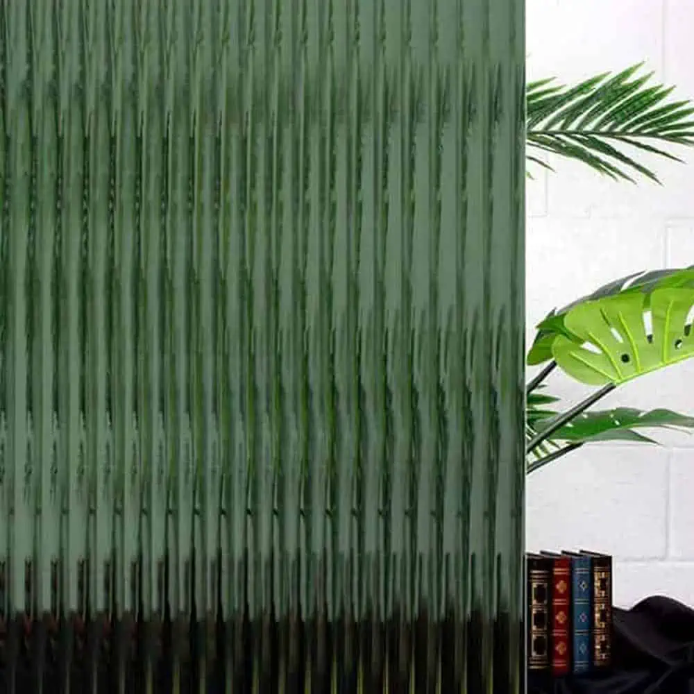Olive Green Reeded Glass Window Film Surface Designs